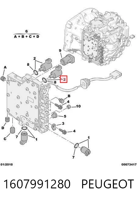 1607991280 Peugeot/Citroen Solenoide da Caixa Automática de Mudança