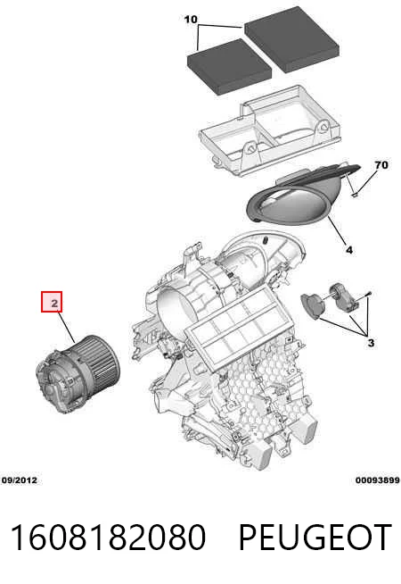 1608182080 Peugeot/Citroen Motor de ventilador de forno (de aquecedor de salão)