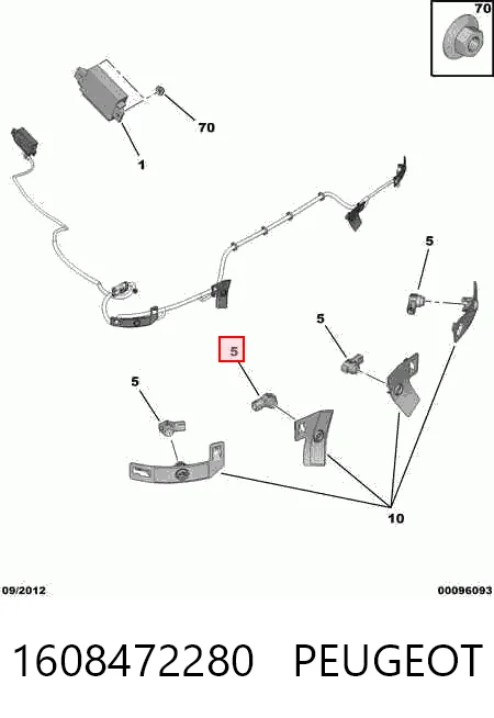1608472280 Peugeot/Citroen Sensor dianteiro de sinalização de estacionamento (sensor de estacionamento)