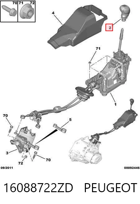 16088722ZD Peugeot/Citroen Cabo da avalanca da Caixa de Mudança