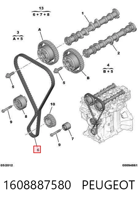 1608887580 Peugeot/Citroen Correia do mecanismo de distribuição de gás