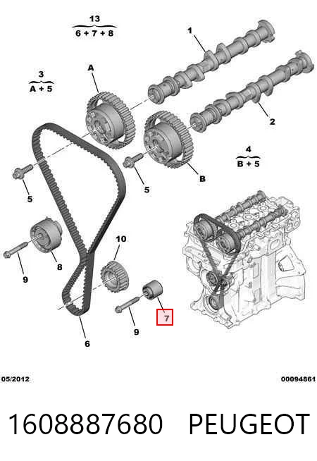 1608887680 Peugeot/Citroen Rolo parasita da correia do mecanismo de distribuição de gás