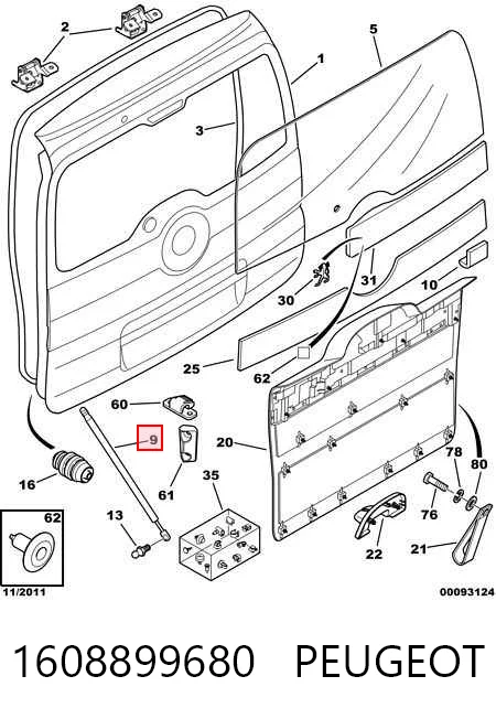 Amortecedor de tampa de porta-malas (de 3ª/5ª porta traseira) Citroen Nemo   ao melhor preço