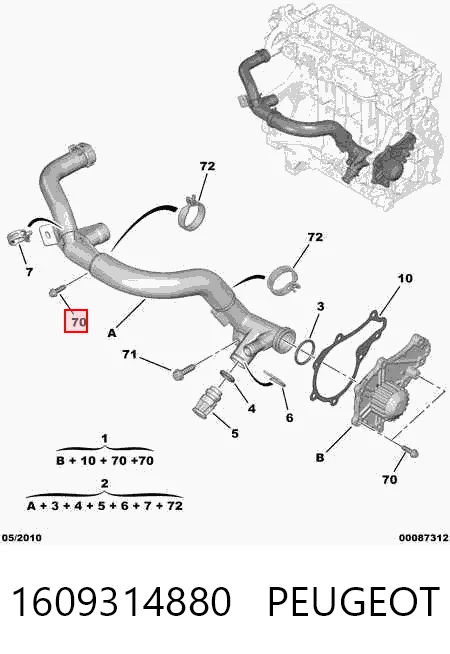 Bomba de água (bomba) de esfriamento para Peugeot 207 WA, WC