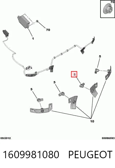 1609981080 Peugeot/Citroen Sensor dianteiro de sinalização de estacionamento (sensor de estacionamento)