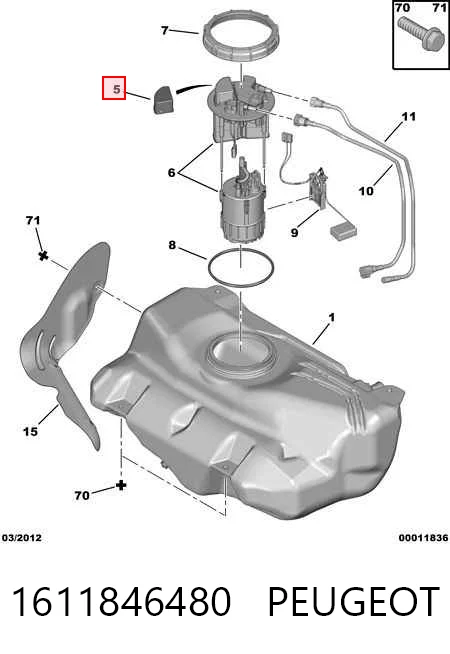 1611846480 Peugeot/Citroen Módulo de bomba de combustível com sensor do nível de combustível