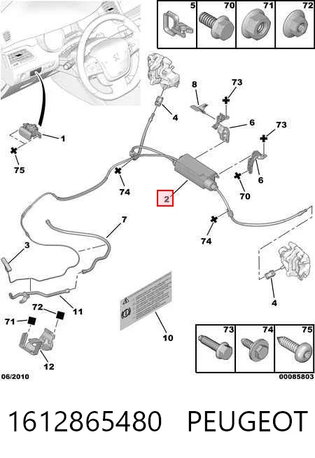 1612865480 Peugeot/Citroen Acionamento elétrico do freio de estacionamento