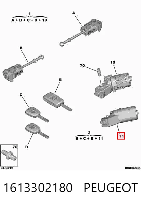 Fecho de ignição para Peugeot 301  