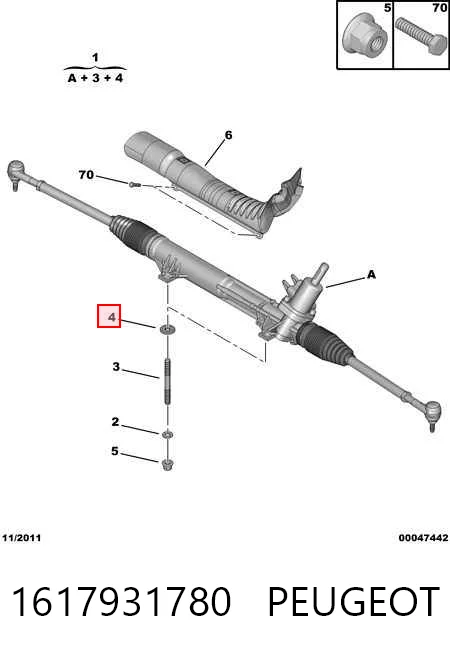 Cremalheira da direção para Peugeot 607  9D, 9U