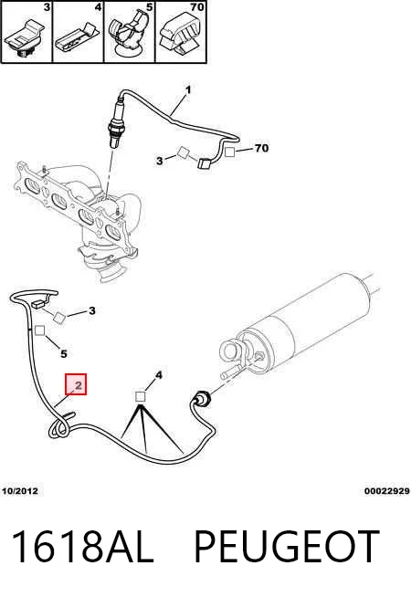 1618AL Peugeot/Citroen Sonda lambda, sensor de oxigênio depois de catalisador