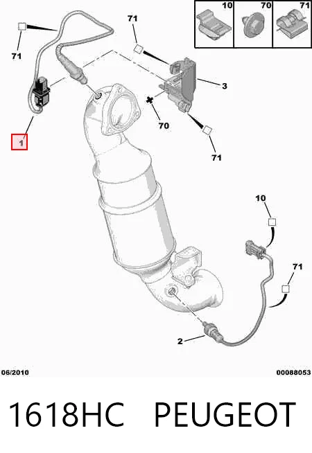 1618HC Peugeot/Citroen Sonda lambda, sensor de oxigênio até o catalisador