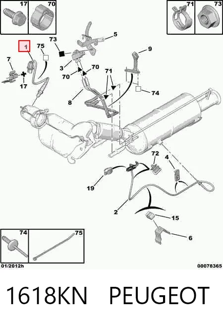 1618KN Peugeot/Citroen Sonda lambda, sensor de oxigênio até o catalisador