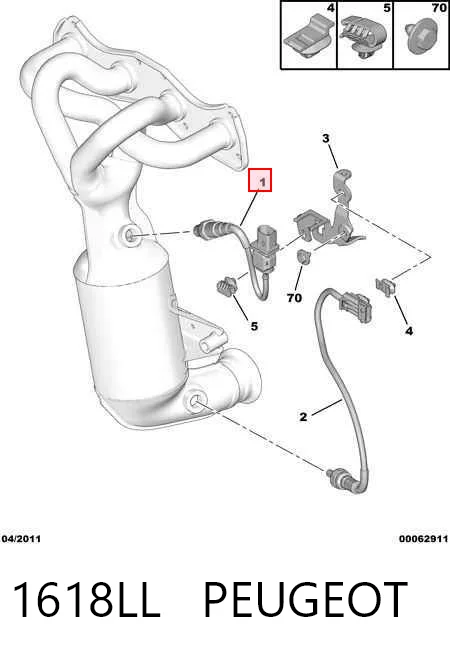 1618LL Peugeot/Citroen Sonda lambda, sensor de oxigênio até o catalisador