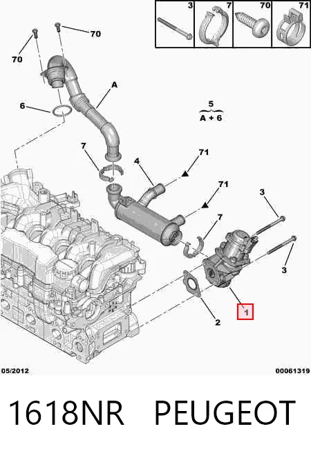1618NR Peugeot/Citroen Válvula EGR de recirculação dos gases