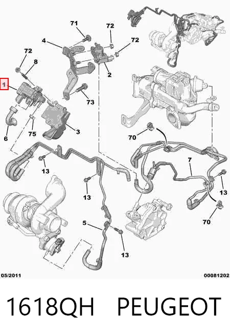 1618QH Peugeot/Citroen Convertidor de pressão (solenoide) de supercompressão