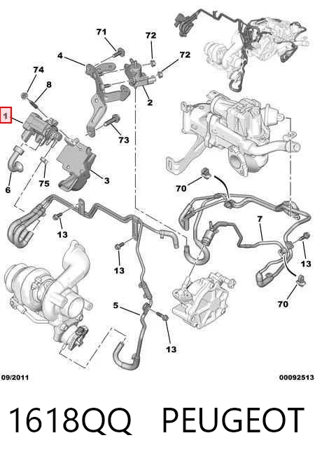 1618QQ Peugeot/Citroen Convertidor de pressão (solenoide) de supercompressão