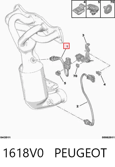 1618V0 Peugeot/Citroen Sonda lambda, sensor de oxigênio até o catalisador