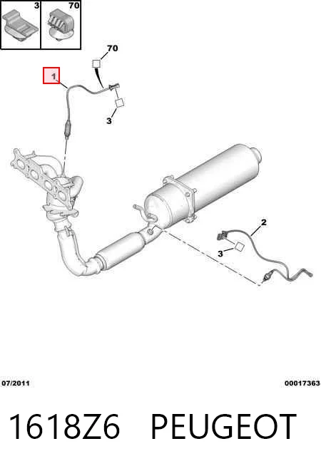 1618Z6 Peugeot/Citroen Sonda lambda, sensor esquerdo de oxigênio até o catalisador