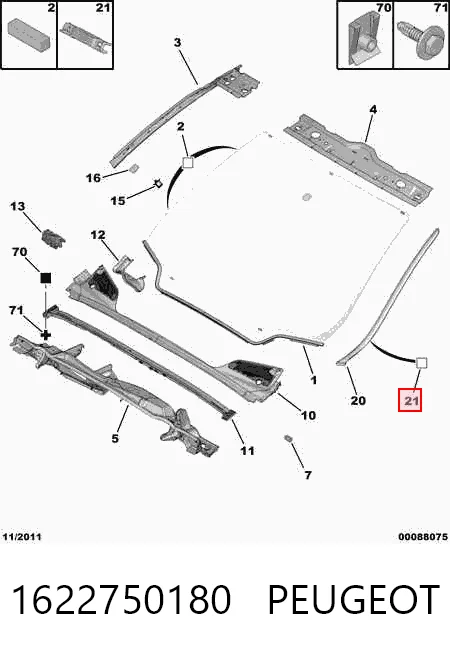 1622750180 Peugeot/Citroen Cápsula (prendedor) de fixação de moldura de pára-brisas