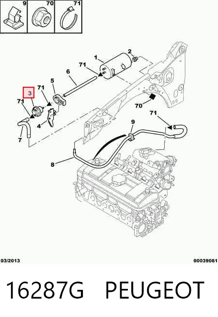 16287G Peugeot/Citroen Válvula de ventilação dos gases do tanque de combustível