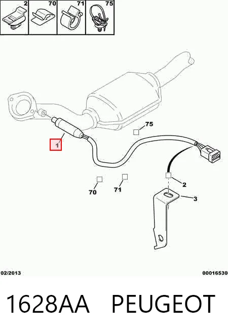 1628AA Peugeot/Citroen Sonda lambda, sensor de oxigênio depois de catalisador