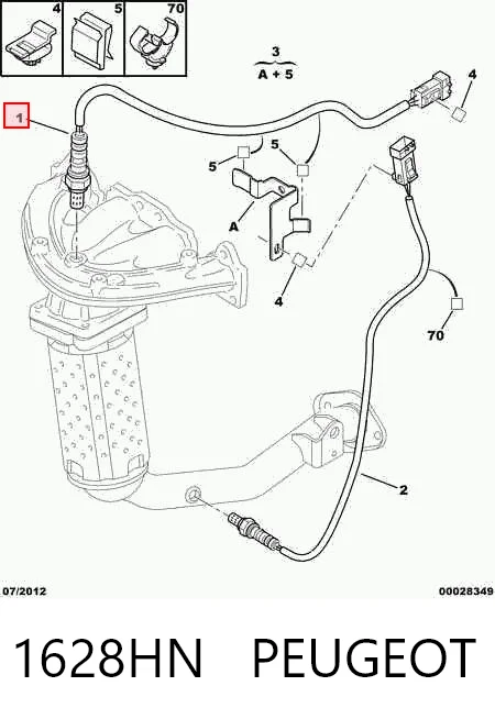 1628HN Peugeot/Citroen Sonda lambda, sensor esquerdo de oxigênio até o catalisador