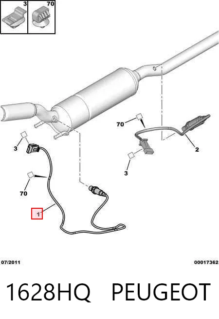 1628HQ Peugeot/Citroen Sonda lambda, sensor de oxigênio até o catalisador