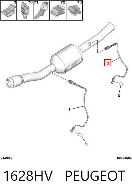 1628HV Peugeot/Citroen Sonda lambda, sensor de oxigênio depois de catalisador