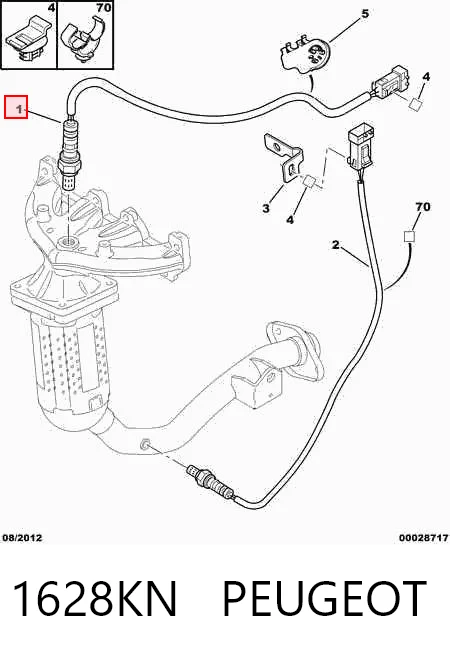 1628KN Peugeot/Citroen Sonda lambda, sensor de oxigênio até o catalisador
