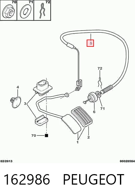 Cabo/pedal de gás (de acelerador) Citroen C3 II A51