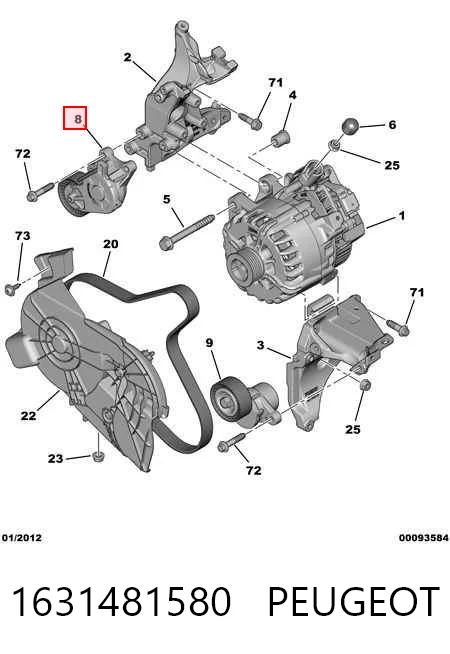 1631481580 Peugeot/Citroen Reguladora de tensão da correia de transmissão