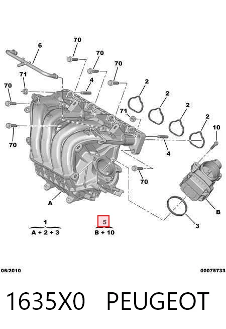 1635X0 Peugeot/Citroen Válvula de borboleta montada