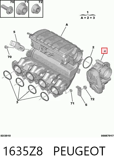 1635Z8 Peugeot/Citroen Válvula de borboleta montada