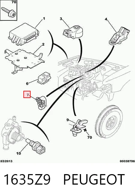 1635Z9 Peugeot/Citroen Sensor de posição da válvula de borboleta (potenciômetro)