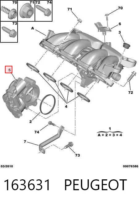 163631 Peugeot/Citroen Válvula de borboleta montada