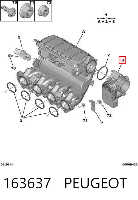 163637 Peugeot/Citroen Válvula de borboleta montada