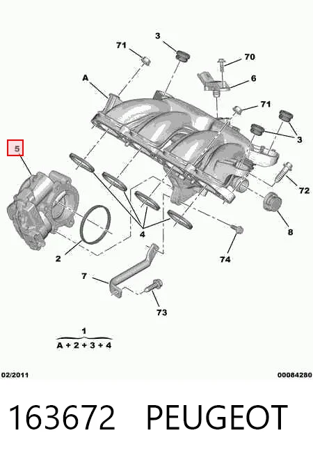 163672 Peugeot/Citroen Válvula de borboleta montada