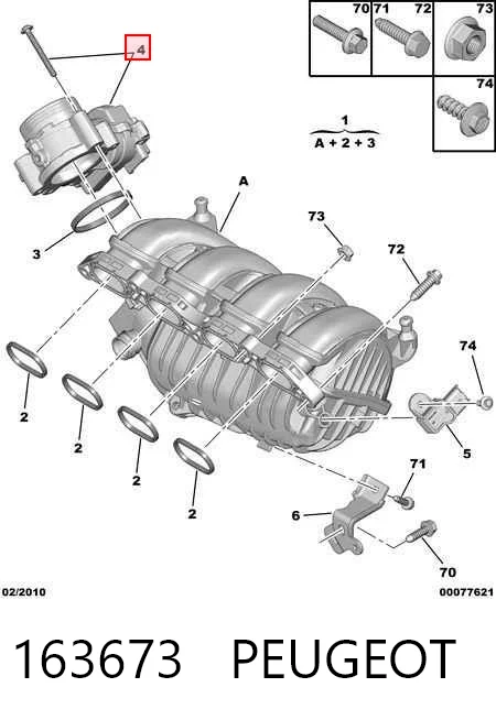 163673 Peugeot/Citroen Válvula de borboleta montada