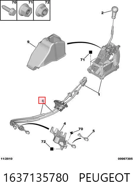 Cabo de mudança duplo Peugeot 308 I 4A, 4C ao melhor preço