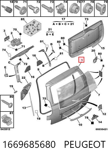Porta traseira (3ª/5ª porta-malas (tampa de alcapão) para Peugeot 807 E