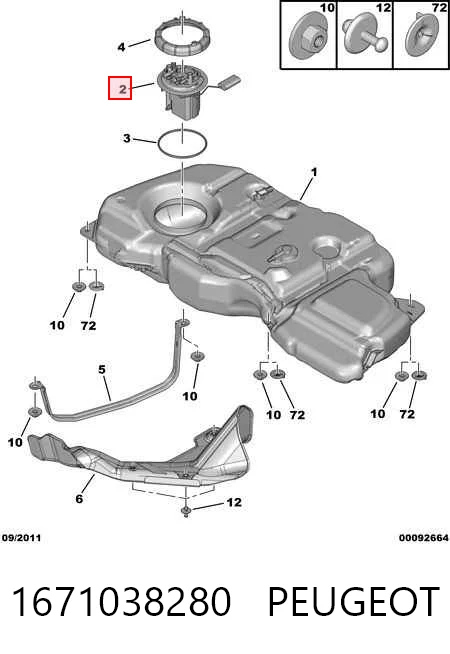  Módulo de bomba de combustível com sensor do nível de combustível Peugeot 308 I hatchback (4A, 4C) (2007 - 2014) I