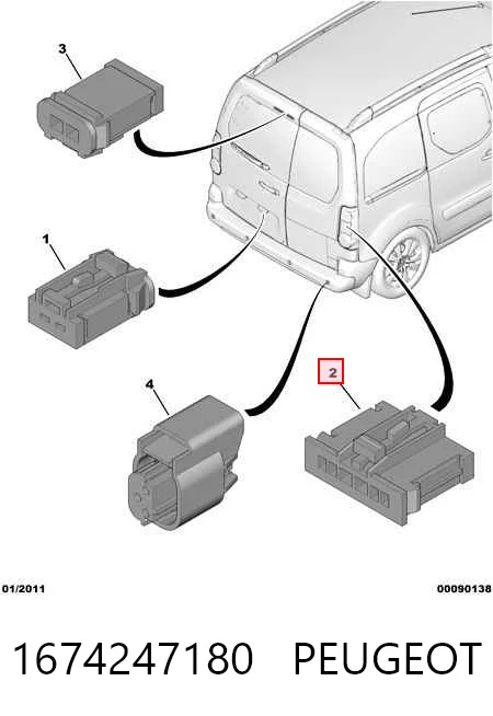 Desengate (ficha) da luz traseira 1606248780 Opel