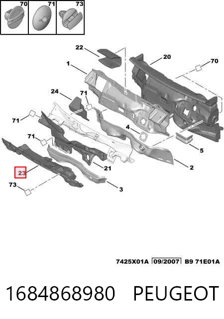 1684868980 General Motors Isolamento contra o ruído do painel de motores