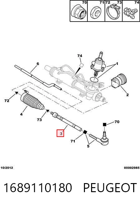 Tração de direção para Peugeot 307 3H