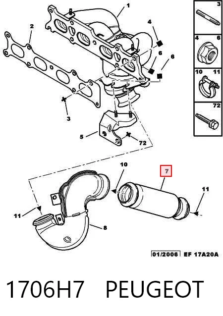  Ondulação do silenciador Citroen C4 PICASSO I monovolume (UD) (2006 - 2013) PICASSO I