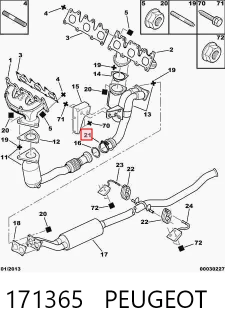 171365 Peugeot/Citroen Braçadeira de silenciador dianteira