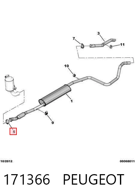 171366 Peugeot/Citroen Braçadeira do silenciador traseira