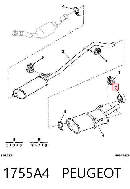 Coxim de fixação do silenciador para Peugeot 406 8C