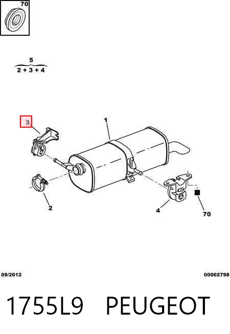  Coxim de fixação do silenciador Peugeot 307 hatchback (3A, 3C) (2000 - 2012) 
