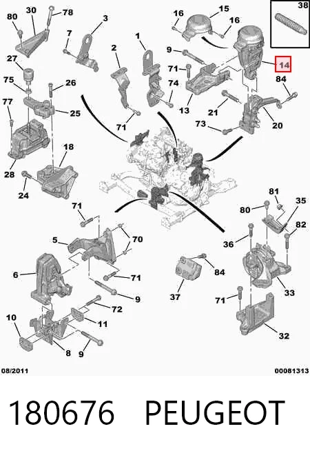 180676 Peugeot/Citroen Coxim (suporte) traseiro de motor